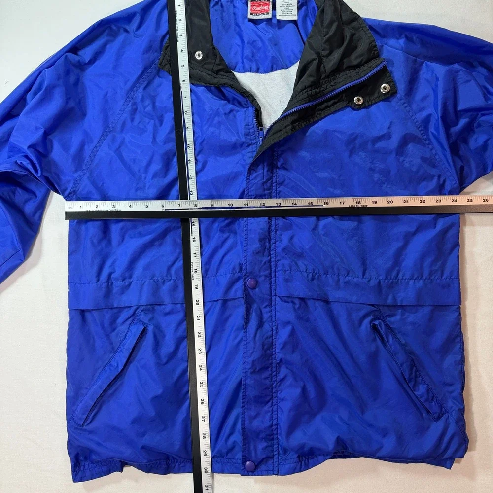 Rawlings Vintage Windbreaker Mens Large Blue Water Repellent Lined Full Zip L